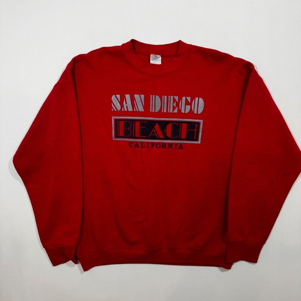 Vtg 90s Y2K San Diego California Crewneck Sweatshirt Red XL Unisex Streetwear